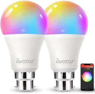 Avatar Controls Smart Bulb Alexa Light Bulbs B22 Bayonet, Colour Changing WiFi LED Lamp Bulbs 9W Set of 2 Bulbs [Energy Class F], White