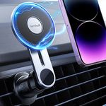 Lamicall Car Phone Holder for MagSafe - [20x Strong N52 Magnet] Magnetic Phone Car Mount, Air Vent Phone Mount for iPhone 16 15 14 13 Pro/Max/Plus/Mini & MagSafe Case, Others with Metal Ring - Black