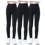 AIUI-HARNSBORN 3 Pack Girls Leggings Solid Color Toddlers Active Stretch Leggings Little Kids Yoga Pants 4-13 Years (Black, 10-11 Years)