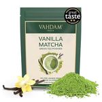 VAHDAM, Japanese Vanilla Matcha Green Tea Powder (100g) Sourced from Japan | Premium Matcha Powder With Pure Vanilla | Brew Delicious Vanilla Matcha Latte