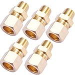 ZKZX Brass Compression Tube Pipe Fitting Connector, Straight Coupling Adapter (1/2" OD Compression x 1/4" NPT Male)