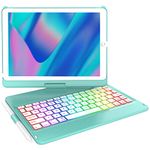 iPad 9th Generation Case with Keyboard,for iPad 10.2-inch 9th 2021/8th 2020/7th 2019/Air 3/Pro 10.5,10 Color Backlit Bluetooth Keyboard,360° Rotatable iPad 9th Gen Case with Pencil Holder(Lake Blue)