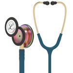 3M Littmann Classic III Monitoring Stethoscope, Rainbow-Finish, Caribbean Blue Tube, 27 inch, 5807