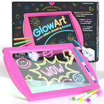 Marvin's Magic - Amazing Glow Art Light Up Kids Drawing Tablet - Children's Art Set - Includes Neon Effect Drawing Board with A Built-in Stand and 4 Fluorescent Magic Pens - Pink