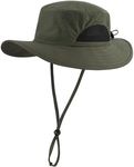 Connectyle Kids Sun Hat Wide Brim Fishing Safari Hat UPF 50 Protection Bucket Hats for Boys Girls Breathable Summer Beach Hat, Army Green, One Size