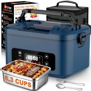 jijoe Cordless Electric Lunch Box, 25000mAh Battery Warmer, 6.3-Cup Steel