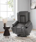 GarveeHome Leather Power Lift Recliner Chair for Elderly, Lift Assist Recliner for Seniors with Heat and Massage Function, Reclining Sofa w/Pockets and Cup Holders CF8008 (Gray, Medium)
