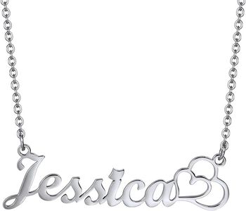 VNOX Collar Personalizado Acero Inoxidable,Collar Nombre Plateado Oro Rosa,Cadena Colgante Plata Mujer,Regalos Originales Para Mujer Navidad Cumpleaños Día de San Valentín(Collar de nombre - 3)