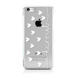 PERSONALISED WHITE NAME LOVE HEARTS CLEAR MOBILE PHONE CASE FOR APPLE IPHONE 5C