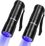 Morpilot UV Flashlight,Black Light Flashlights 12 LED 395nm Ultraviolet Flashlight, 2PCS Black Light Flashlight Mini,Pet Urine Stain Detector,for Dog/Cat, Dry Stains, Resin Curing, Bed Bug