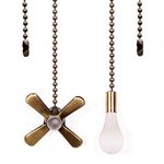 Ceiling Fan Pull Chain, Fan Pulls Set with Connector, 3mm Diameter 12 Inches Beaded Ball Fan Pull Chain Bronze