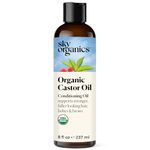 Sky Organics Organic Castor Oil, 100% Pure, Hexane Free, Cold-Pressed to Support Stronger, Fuller-Looking Hair, Eyelashes & Eyebrows,Good for Castor Packs, Navel Oiling, Carrier Oil Use, 8 fl oz