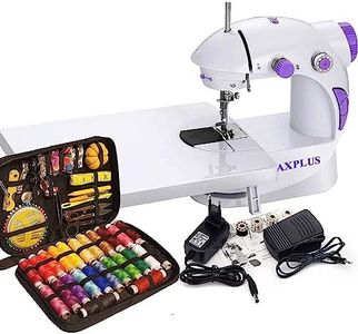 CHILLAXPLUS sewing machine with 24 Thread Kit for home tailoring, silai machine, mini sewing machine for home, stitching machine for home, portable sewing machine with Table(White & Purple)