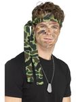 Smiffys Army Headband, Camouflage 150cm x 4cm, Land, Sea and Air Forces Fancy Dress, Adult Dress Up Accessories