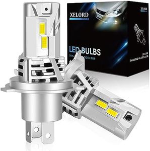 XELORD H4 Lampadina LED 6500K Luce Bianco Forte,400% Più Luminosa, Adatta per Lampadina Faro Auto Compatibile con DC 12V, 1:1 Plug and Play (2 Lampadine)
