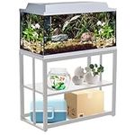 Akenow 40 Gallon White Fish Tank Stand, Metal Aquarium Stand Double Layer with Storage 36.4" x 18.5"x29.1 fits Aquarium,Turtle Tank/Reptile Terrariums