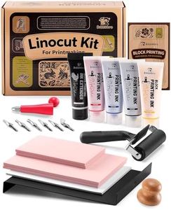 Bobblebro Linocut Kit for Printmaking, Stamp Making Kit with 4 Color Ink