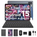 Tablet Latest Android Tablets with 10 Inch Incell Display, 24GB+256GB ROM /2TB TF, Gemini AI, T606 Octa-Core 8MP Camera Tablette Android, Widevine L1, 2 in 1 Tablets with Keyboard Mouse Stylus