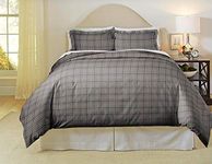 Pointehaven 180 GSM Luxury Cotton Printed Flannel Duvet Set - Button Closure 100% Cotton Double Brushed Flannel Derby Printed Duvet Set with Tie-Backs All Season King/Cal King