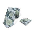 Ambesonne Men's Tie Set, Necktie Set Groom Handkerchief for Parties Weddings & All Occasions, Pale Green, Standard