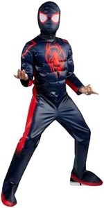 Marvel Integrated Spider-Man Official Youth Deluxe Zentai Costume - Stretch Spandex with Hidden Zippers and Wrist Slits (S) Blue