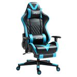 Mondschein Gaming Chair Office Chair with Massage Reclining Computer Chair with Footrest High Back Ergonomic Desk Chair Leather Racing Gamer Chair Adjustable Armrest Headrest (Blue)