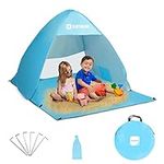 Kayman Pop Up Beach Tent - UPF 50+ for UV Protection for 3-4 Person with Carrying Travel Bag, Windproof Beach Sun Shelter with Zipper Door, Suitable for Family and Dog, Park, Garden and Beach (Blue)