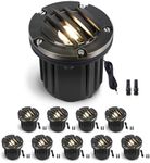 Gardenreet 12V Well Light - Brass Ip65 Waterproof Low Voltage Electric In-Ground LED Landscape Lighting, Fixture, Antique Bronze for Patio Garden Walkway Without MR16 Bulb