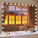 Hasipu 47"x35" Vanity Mirror with Lights and Bluetooth Speaker, Makeup Mirror with Lights and Magnification, Hollywood Mirror with 3 Color Modes, LED Make up Mirror with USB & Type-C Charging