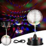 Retisee 5 Inch Mirror Disco Ball Light Hanging Rotating Disco Ball Decor Mount Electric Motor 18 LEDs Hanging and Table 2 Use for Halloween Parties Bar Band Stage KTV Home Wedding Night Club(Black)