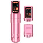 Tattoo Gun, Tattoo Wireless Machine, Rotary Tattoo Machine, 2000mAh Power Supply Battery for Tattoo Beginners and Artists, High-Resolution Color Screen, Low Noise, 4V-12V (PINK)