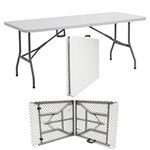 Denny International Folding Trestle Table Heavy Duty with Locking System Multi Purpose Indoor Outdoor Picnic BBQ Party (6ft)