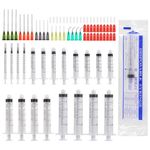 20Pcs Syringes with Blunt Needle, 1 ml, 3 ml, 5 ml, 10 ml, 20 ml Syringes for Refilling and Measuring Liquids, Scientific Laboratories, Plant Watering