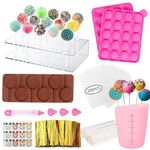 Cake Pop Molds Kit 717PCS Lollipop Cake Pop Maker Set with Cake Pop Stand, Cake Pop Sticks and Wrappers, Decorating Pen, 4 Piping Tips, Measuring Cup
