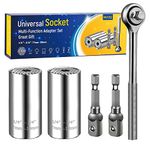 Professional 7mm-19mm Universal Socket Grip Multi-Function Ratchet Wrench Power Drill Adapter 5Pc Set