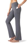 28"/30"/32"/34" Inseam Women's Bootcut Yoga Pants Long Bootleg High-Waisted Flare Pants with Pockets, Grey, X-Large/30" Inseam