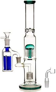 Bong in vetro con accessori, con percolatore, a nido d’ape, ice bong (bong B)