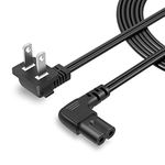 CableCreation Power Cord 18 AWG Angled 2-Slot Non-Polarized Computer Power Cable for Samsung Smart TV, PS4, Printer, Monitor (IEC320 C7 to Nema 1-15P), 10 Feet/3M, Black