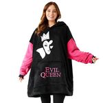 Disney Fleece Hoodie for Adults and Teenagers Oversized Hooded Poncho One Size - Stitch Gifts (Black Evil Queen)