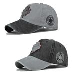 HAPEE Canada Baseball Cap,Adjustable,2 Pack,Canada Day Embroidered Maple Leaf Flag Golf Hat for Men Women Kids (Cotton, c-Grey Black)