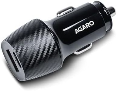 AGARO Pulse Car Charger, Dual Port with 51W Fast Car Charger with Dual Output (33W Pd Type C Port + 18W USB A Port), Fast Charging, for Smartphones, iPhones, Tablets, Earbuds & More – Black