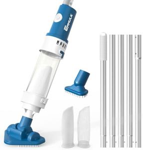 Enhulk PC61 Pool Vacuum, Cordless Handheld Pool Vacuum for Above Ground Pool & Hot Tub Vacuum, 16.6 GPM Powerful Suction & 93'' Extension Pole, 2 Filter Unit, 2 Brush Heads, 1H Runtime