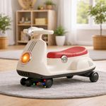Baybee Gliddo Baby Swing Car for Kids with LED Lights & Music | 360° Steering Twister Push Ride On with Wide Seat, Storage & Smooth Glide | Wiggle Magic Car for Boys & Girls Aged 3+ Years (Sandal)