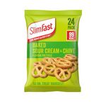 SlimFast Sour Cream Pretzel Snack Bag, Crunchy, Tasty Low Calorie Snack, 24 x 23 g Multipack