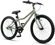 AVASTA Bilbo 24 Inch Kids Bike for Boys Girls 9 10 11 12 13 14 Years Old, Retro Style High Carbon Steel Bicycle with Adjustable Handlebars, Dual V-Brakes,Semi-Chain Guard, Kickstand, Army Green