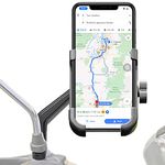 Homeet Motorcycle Phone Mount, Metal Motorcycle Phone Holder Motorbike Rearview Mirror Smartphone Holder Mount Universal 【Φ10mm】- 360° Rotation Adjustable - Aluminum Alloy