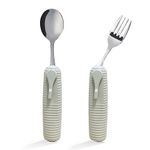 Adaptive Utensils, 2 Piece Kitchen Set, 180° Rotatable, Non-Slip Handles for Arthritis, Elderly use, Stainless Steel Spoon Fork