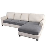 H.VERSAILTEX Sectional Couch Covers 4 Pieces Sofa Seat Cushion Covers L Shape Separate Cushion Couch Chaise Cover for Both Left/Right Sectional Couch (Seat Only: 1 Chaise + 3 Sofa, Dove)