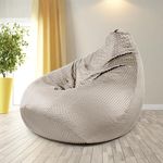 PlumpyBean Bag Cover Without Beans | Jumbo 5XL Sofa Bean Bag for Youngs | Breathable Bubble Fabric Bean Bag Chair for Superior Grip & No Sweating | Capacity Upto 6.5 Ft Height, 180 Kg Weight | Beige