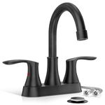 Phiestina Fit for 4 Inch 3 Hole Bathroom Faucet Matte Black 2 Handle with 360°Swivel Spout Bath Faucet RV Faucet Vanity Faucet, with cUPC Water Supply line, TY36-MB